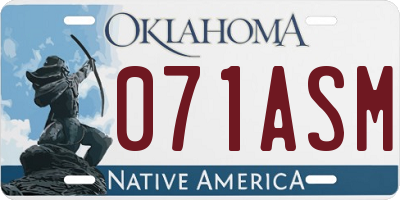 OK license plate 071ASM