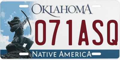 OK license plate 071ASQ