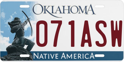 OK license plate 071ASW