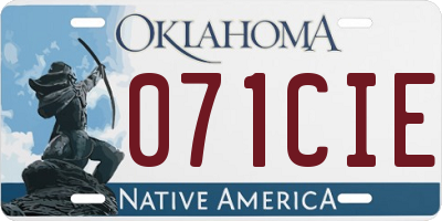 OK license plate 071CIE