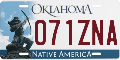 OK license plate 071ZNA
