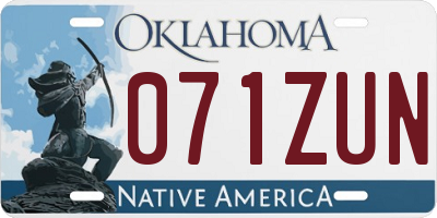 OK license plate 071ZUN