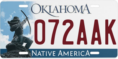 OK license plate 072AAK