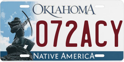 OK license plate 072ACY