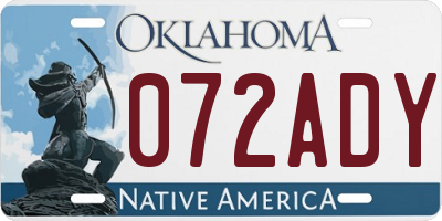 OK license plate 072ADY