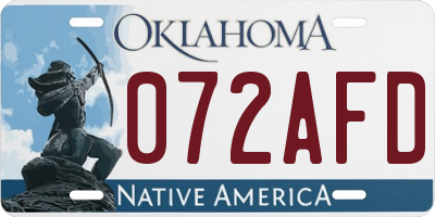 OK license plate 072AFD