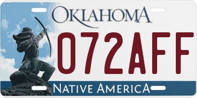 OK license plate 072AFF