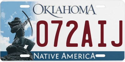 OK license plate 072AIJ