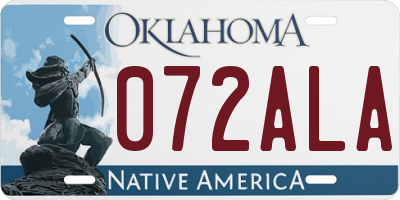 OK license plate 072ALA