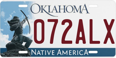 OK license plate 072ALX