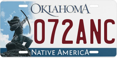 OK license plate 072ANC