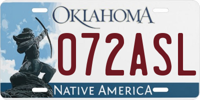 OK license plate 072ASL