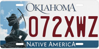 OK license plate 072XWZ