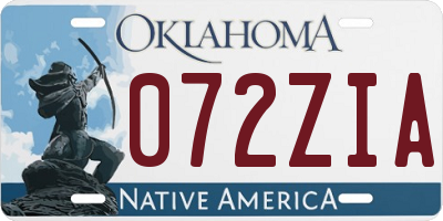 OK license plate 072ZIA