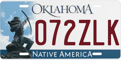 OK license plate 072ZLK
