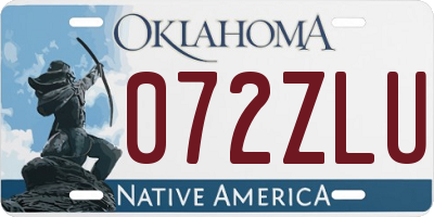 OK license plate 072ZLU