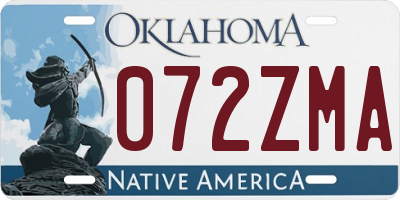 OK license plate 072ZMA