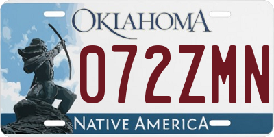 OK license plate 072ZMN