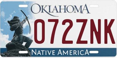 OK license plate 072ZNK