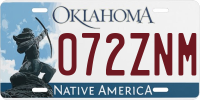 OK license plate 072ZNM