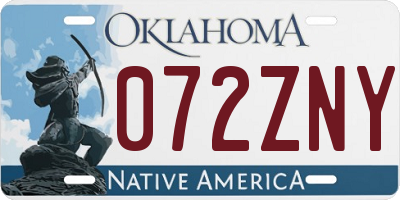 OK license plate 072ZNY