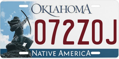 OK license plate 072ZOJ