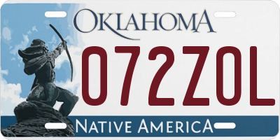 OK license plate 072ZOL