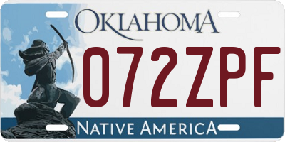 OK license plate 072ZPF