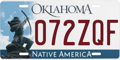 OK license plate 072ZQF