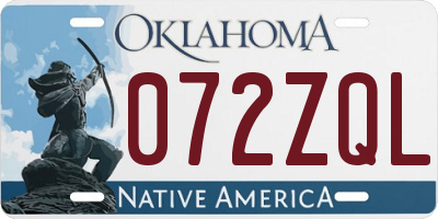 OK license plate 072ZQL