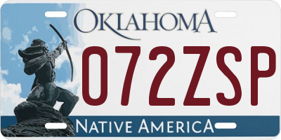 OK license plate 072ZSP