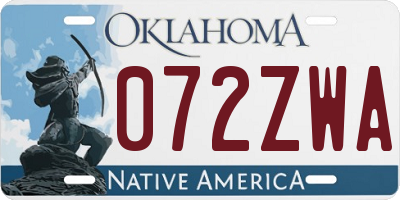 OK license plate 072ZWA