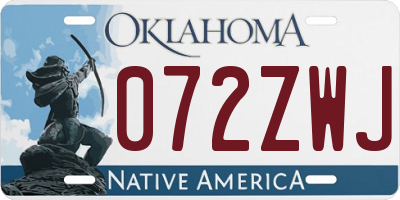 OK license plate 072ZWJ