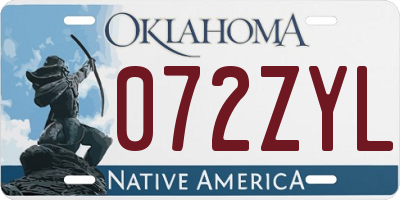 OK license plate 072ZYL