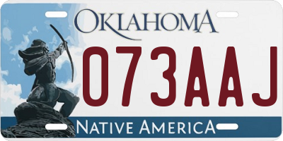 OK license plate 073AAJ