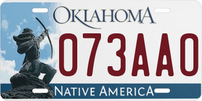 OK license plate 073AAO