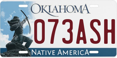 OK license plate 073ASH