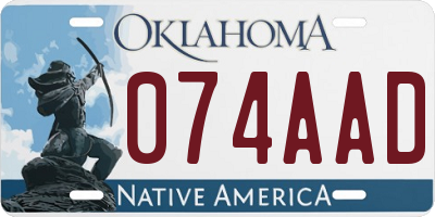 OK license plate 074AAD
