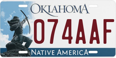 OK license plate 074AAF