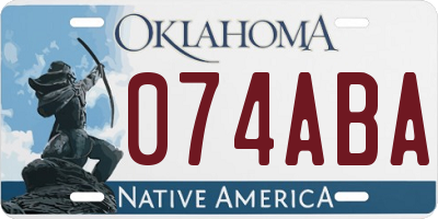 OK license plate 074ABA