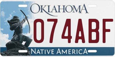 OK license plate 074ABF