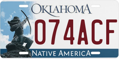 OK license plate 074ACF