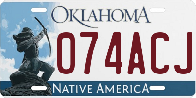 OK license plate 074ACJ