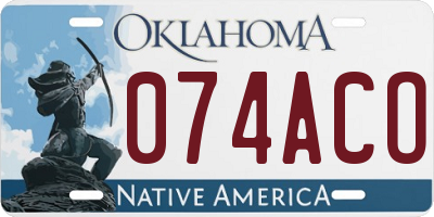 OK license plate 074ACO