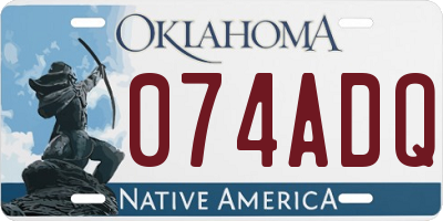 OK license plate 074ADQ