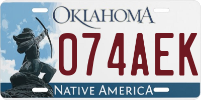 OK license plate 074AEK