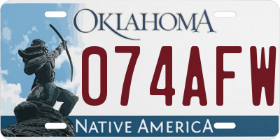 OK license plate 074AFW