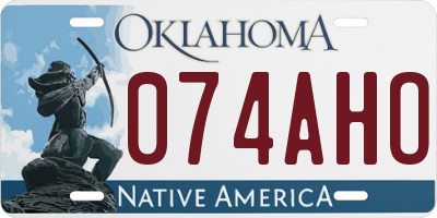 OK license plate 074AHO