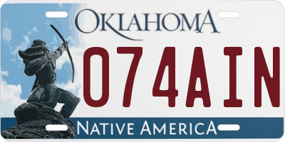 OK license plate 074AIN