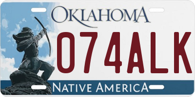 OK license plate 074ALK